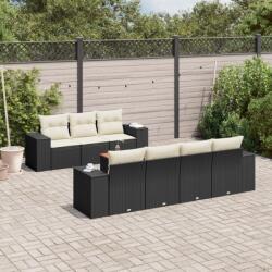 vidaXL 8 részes fekete polyrattan kerti ülőgarnitúra párnákkal (3257680)