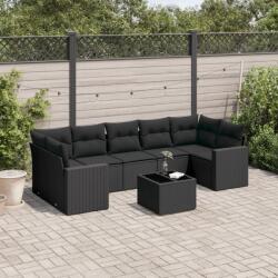 vidaXL 8 részes fekete polyrattan kerti ülőgarnitúra párnákkal (3218725)