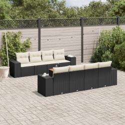 vidaXL 9 részes fekete polyrattan kerti ülőgarnitúra párnákkal (3257694) - vidaxl
