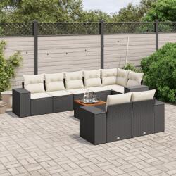 vidaXL 9 részes fekete polyrattan kerti ülőgarnitúra párnákkal (3225531)