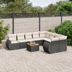 vidaXL 10 részes fekete polyrattan kerti ülőgarnitúra párnákkal (3225160)
