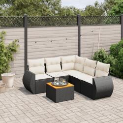 vidaXL 6 részes fekete polyrattan kerti ülőgarnitúra párnákkal (3224999)