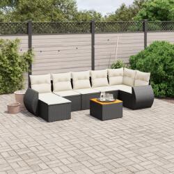 vidaXL 8 részes fekete polyrattan kerti ülőgarnitúra párnákkal (3225111)