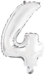 Amscan 4-es mini szám fólia lufi - ezüst 33 cm