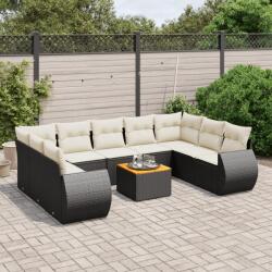 vidaXL Set canapele de grădină cu perne, 10 piese, negru, poliratan (3225146)