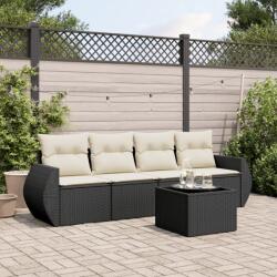 vidaXL Set mobilier de grădină cu perne, 5 piese, negru, poliratan (3253423)