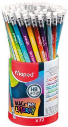 Maped Grafitceruza HB, radírral, Maped Black Peps Energy, háromszög test, 6 különböző motiváló felirattal (CRW-IMA852002) - officetrade