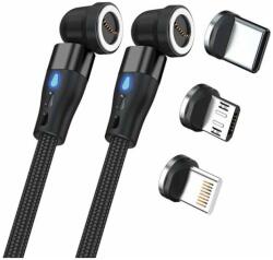 RealPower 439648 USB-C/Lightning/USB-B apa - USB-C/Lightning/USB-B apa 2.0 Adat és töltő kábel - Fekete (1m) (439648) (439648)
