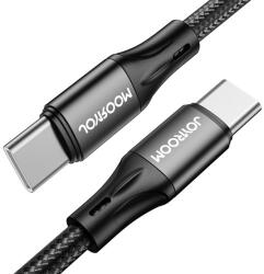 JOYROOM adatkábel és töltő (Type-C - Type-C, 60W, PD gyorstöltés támogatás, törésgátló, 200cm, cipőfűző minta) FEKETE (S-2030N1-60) (S-2030N1-60) (S-2030N1-60)
