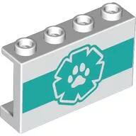 LEGO® 14718pb060c1 - LEGO fehér fal elem 1 x 4 x 2 méretű, oldalsó éllel, üreges bütykökkel, mancs mintával (14718pb0060c1)