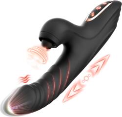 SuperLove Powerful Thrusting G-Spot Rabbit Vibrator Black Vibrator