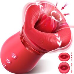 SuperLove 4in1 Big Mouth Sucking & Licking Rose Vibrator Red Vibrator