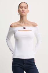 Tommy Hilfiger longsleeve femei, culoarea alb, decolteu spaniol, DW0DW18437 9BYH-BUD01E_00X (DW0DW18437)