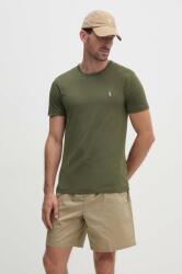 Ralph Lauren tricou din bumbac barbati, culoarea verde, neted, 710671438 PPYX-TSM06U_91X