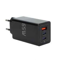 VCOM M003 Hálózati USB-C / USB-A Töltő - 65W, Fekete