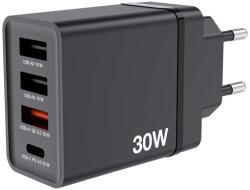 Verbatim 49700 3X USB-A / USB-C Hálózati Töltő - 30W, Fekete (49700)