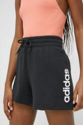 adidas pantaloni scurți din bumbac culoarea negru, cu imprimeu, high waist IC4442 PPYX-SZD068_99X (IC4442)