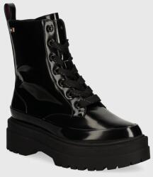 Tommy Hilfiger botine FLAG RAIN LACE UP BOOT femei, culoarea negru, cu platforma, FW0FW07953 9BYH-OBD1ZF_99X (FW0FW07953)