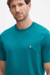 United Colors of Benetton tricou din bumbac barbati, culoarea verde, neted PPYH-TSM0UM_77A