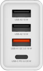 Verbatim 49701 3X USB-A / USB-C Hálózati Töltő - 30W, Fehér (49701)