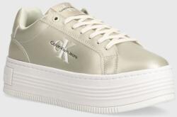 Calvin Klein sneakers BOLD PLATF LOW LACE LTH ML MTL culoarea bej, YW0YW01464 9BYH-OBD0KE_01X (YW0YW01464)