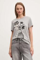 Desigual tricou din bumbac SHADOW femei, culoarea gri, 24WWTK11 9BYH-TSD12S_90X