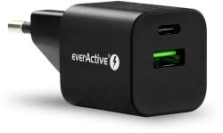 everActive Sc-390B USB-A / USB-C Hálózati Töltő - 30W, Fekete (SC-390QB)