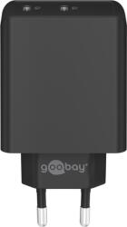 Goobay 61757 2X USB-C Hálózati Töltő - 36W, Fekete