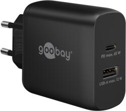 Goobay 65409 1X USB Type-C / 1X USB Type-A Hálózati Töltő - 65W, Fekete (65409)
