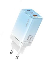 USAMS Sandru 2X USB-C / USB-A Hálózati Töltő - 65W, Kék (CC180TC04)