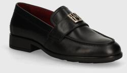 Tommy Hilfiger mocasini de piele TH LEATHER CLASSIC LOAFER femei, culoarea negru, cu toc plat, FW0FW07961 9BYH-OBD1ZG_99X