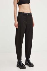 Hugo pantaloni femei, culoarea negru, fason tigareta, high waist, 50517944 9BYH-SPD03J_99X