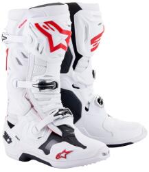 Alpinestars Tech 10 Supervented perforált motoros csizma fehér-piros-fekete