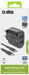 SBS Tekittrc2U2Afastk 2X USB Type-A Hálózati Töltő - 10W, Fekete (TEKITTRC2U2AFASTK)