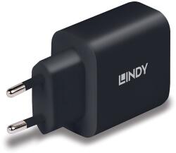 Lindy 73426 USB Type-C Gan Hálózati Töltő - 65W, Fekete