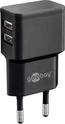 Goobay Hálózati 2X USB Töltő 2.4A + USB-A - USB-C Töltőkábel, Fekete (44986)