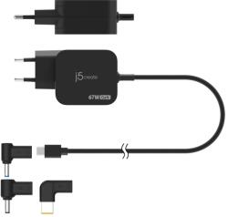 j5create Jup1565Dce3A-En USB Type-C + 3X DC Gan Hálózati Töltő - 67W, Fekete