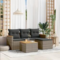 vidaXL 5 részes szürke polyrattan kerti ülőgarnitúra párnákkal (3258315)