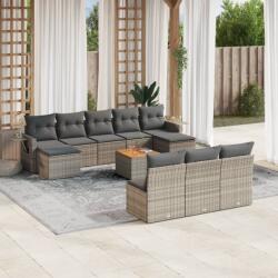 vidaXL 11 részes szürke polyrattan kerti ülőgarnitúra párnákkal (3257103)