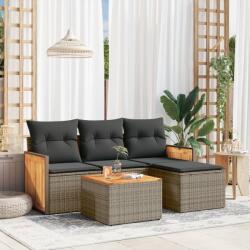 vidaXL 5 részes szürke polyrattan kerti ülőgarnitúra párnákkal (3227593)
