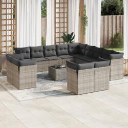 vidaXL 14 részes szürke polyrattan kerti ülőgarnitúra párnákkal (3250399)