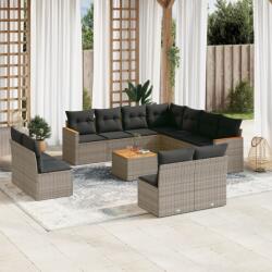 vidaXL 12 részes szürke polyrattan kerti ülőgarnitúra párnákkal (3258497)