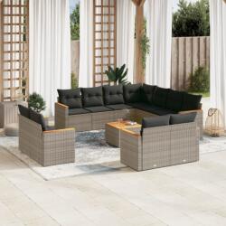 vidaXL 12 részes szürke polyrattan kerti ülőgarnitúra párnákkal (3258910)