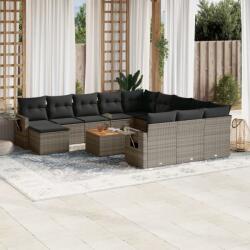 vidaXL 13 részes szürke polyrattan kerti ülőgarnitúra párnákkal (3257201)