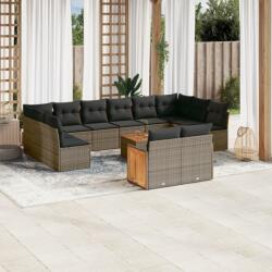 vidaXL 13 részes szürke polyrattan kerti ülőgarnitúra párnákkal (3260534)