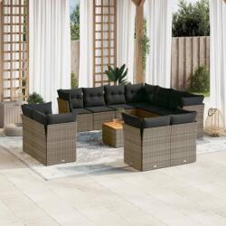 vidaXL 12 részes szürke polyrattan kerti ülőgarnitúra párnákkal (3256277)