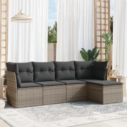 vidaXL 5 részes szürke polyrattan kerti ülőgarnitúra párnákkal (3249399)
