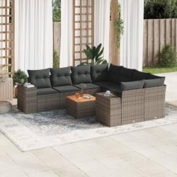 vidaXL 9 részes szürke polyrattan kerti ülőgarnitúra párnákkal (3225374)