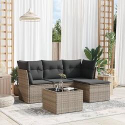 vidaXL 5 részes szürke polyrattan kerti ülőgarnitúra párnákkal (3249389)