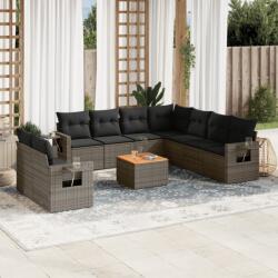 vidaXL 10 részes szürke polyrattan kerti ülőgarnitúra párnákkal (3256963)